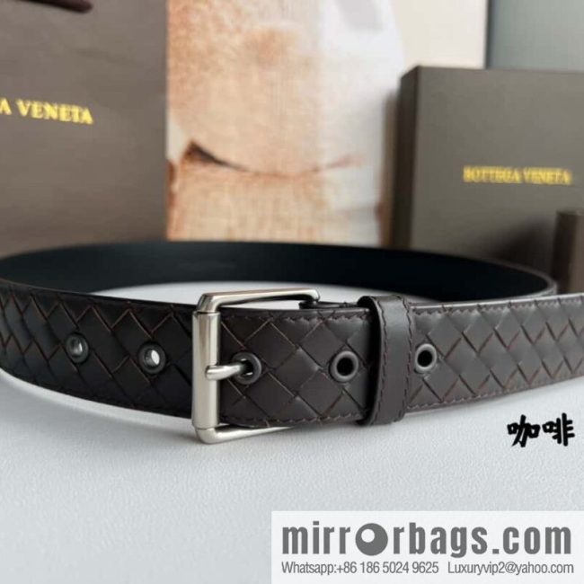 BV Safeguard Home, Exquisite Silver Five Metal Buckle Men\'s 3.5cm Belt - Image 5