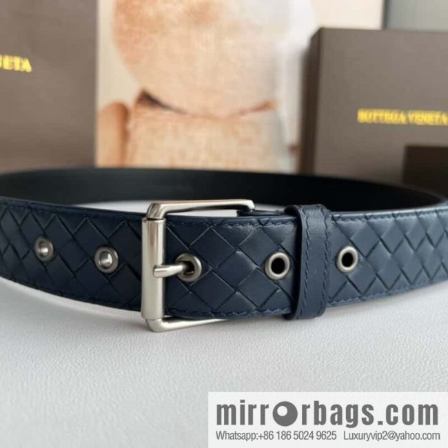 BV Safeguard Home, Exquisite Silver Five Metal Buckle Men\'s 3.5cm Belt - Image 3
