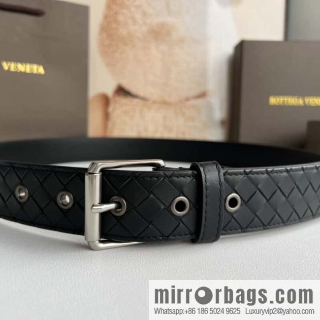 BV Safeguard Home, Exquisite Silver Five Metal Buckle Men\'s 3.5cm Belt - Image 2