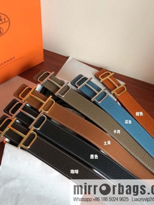 HERMES Hermès counter new royal metal buckle with double-sided original lychee leather 3.8cm belt