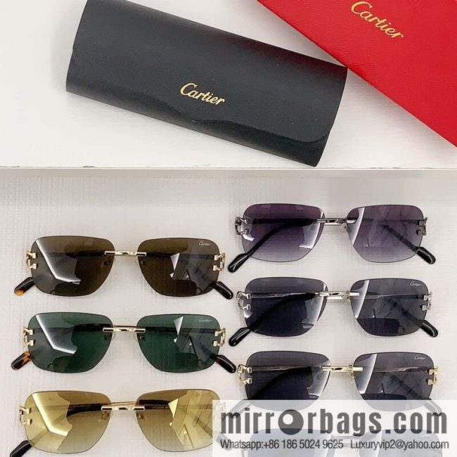 Cartier Metal Frameless Unisex Sunglasses