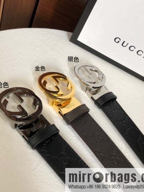 GUCCI double G rotating metal buckle logo embossed belt 36mm men\'s belt