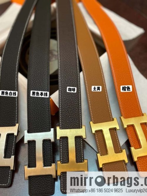 Hermes Hermes, classic H brushed palladium buckle, imported togo leather 38mm belt