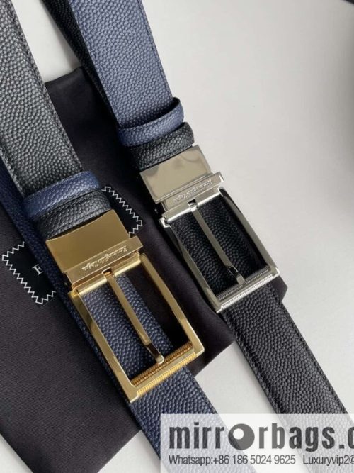 ZEGNA Zegna, metal rotating pin buckle, pearl-textured cowhide belt 3.5cm