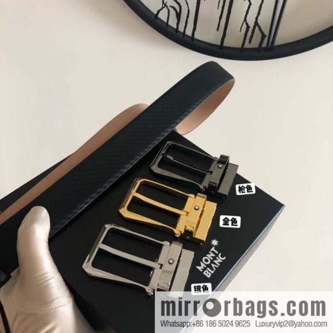 MONTBLANC Montblanc 3.5cm delicate needle metal buckle, first layer cowhide belt