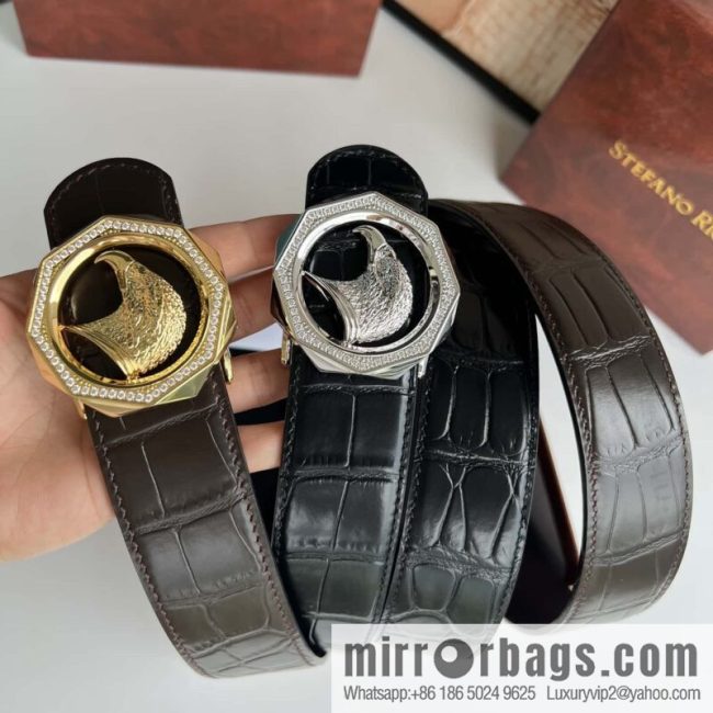 Stefano Ricci Stephen, Eagle Head with Diamond Buckle, Crocodile Leather Belt 3.8cm