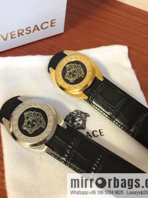 VERSACE Versace, Medusa Metal Buckle 3.5cm Cowhide Crocodile Belt