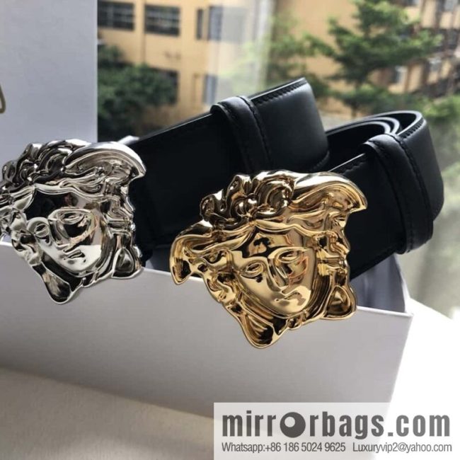 VERSACE Versace, flat cowhide Medusa head metal buckle belt 3.8cm
