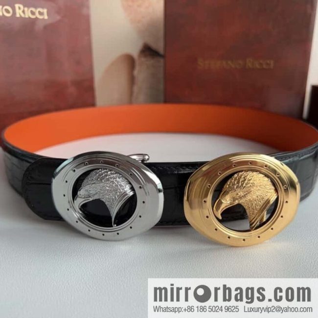 Stefano Ricci Stephen, Stainless Steel Eagle Head, Nile Crocodile No Splicing Belt