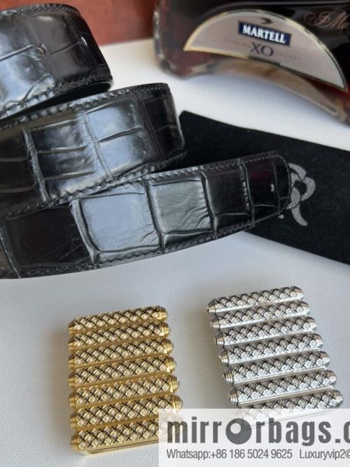 Stefano Ricci Stephen, stainless steel with diamonds, metal buckle inside, alligator belt 3.5cm