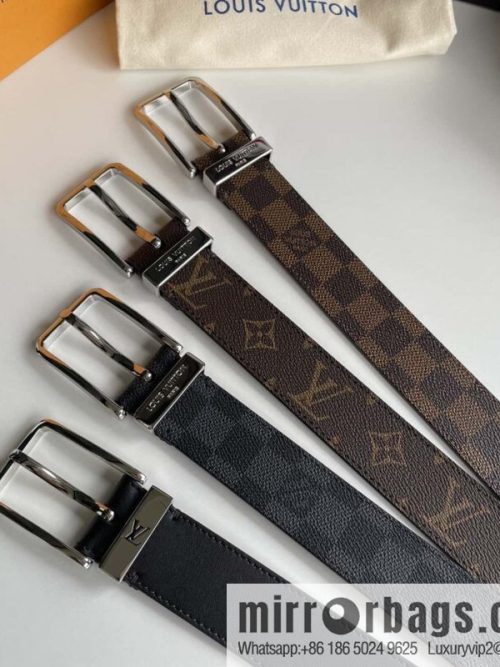 LV 35mm wide calfskin belt