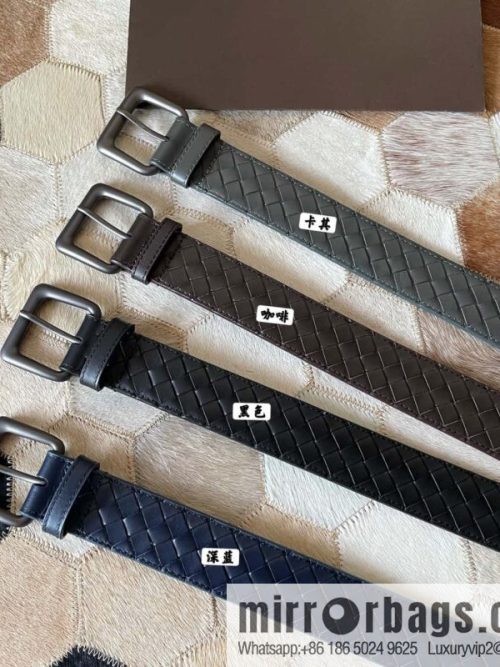 Bottega Veneta Butterfly Home, top layer cowhide woven 3.8cm classic color pin buckle belt
