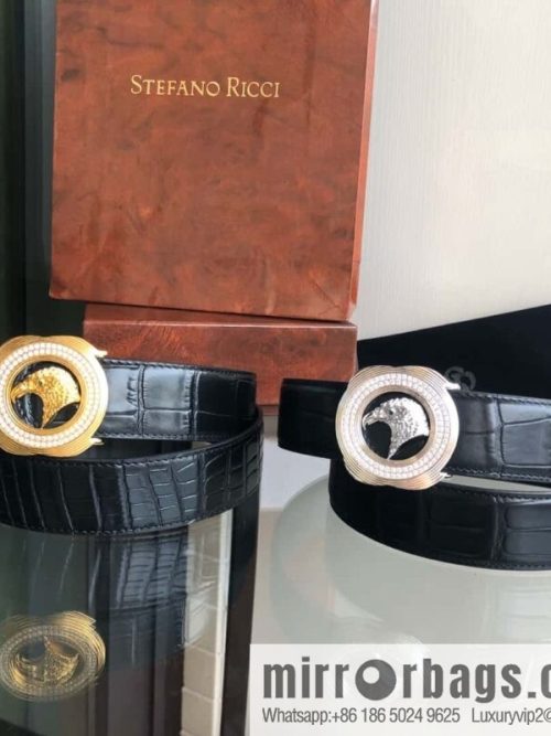 Stefano Ricci Stephen, Eagle Head with Diamond Buckle Inner Buckle 3.5cm Alligator Belt