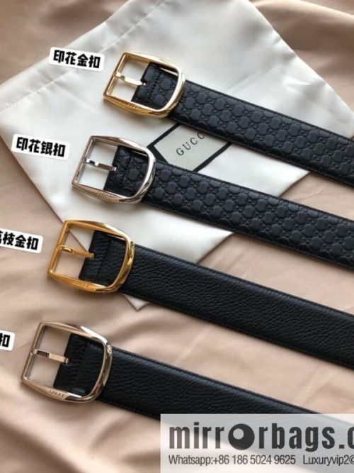 GUCCI GG cowhide print/lychee pin buckle belt 4.0CM