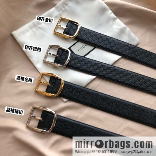 GUCCI GG cowhide print/lychee pin buckle belt 4.0CM