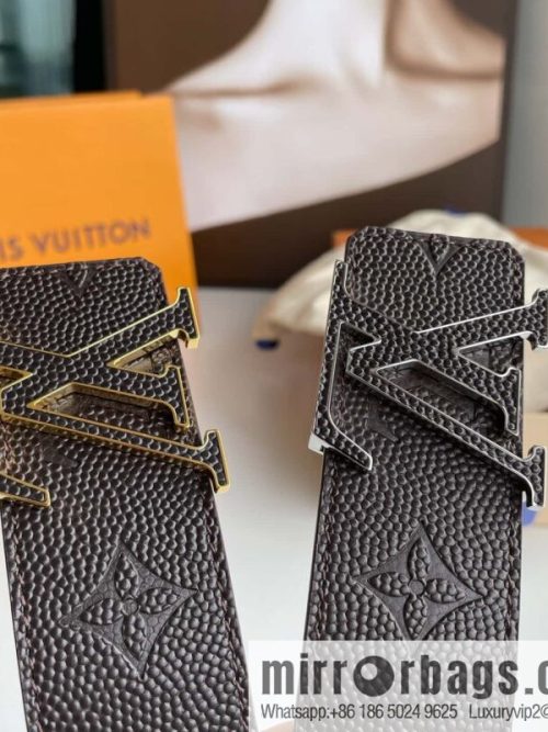 LV embossed presbyopia imported cowhide sticker metal buckle 4.0CM belt