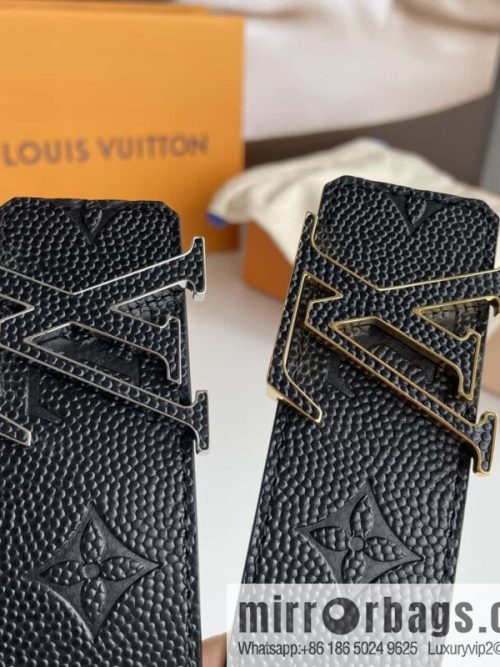 LV embossed presbyopia imported cowhide sticker metal buckle 4.0CM belt