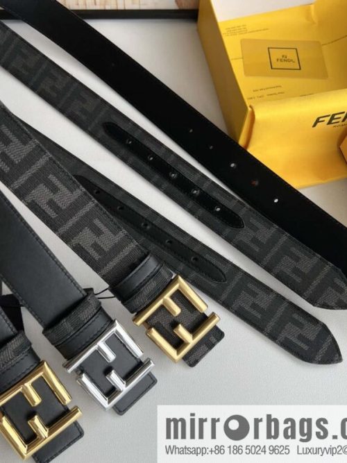 FENDI Fendi \"Double F\" logo from \"Galeries Lafayette\" cowhide belt 3.5cm