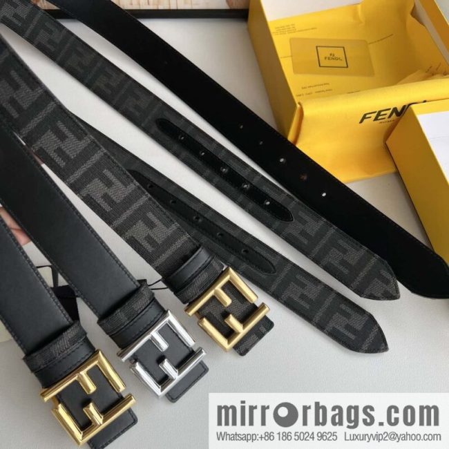 FENDI Fendi \"Double F\" logo from \"Galeries Lafayette\" cowhide belt 3.5cm