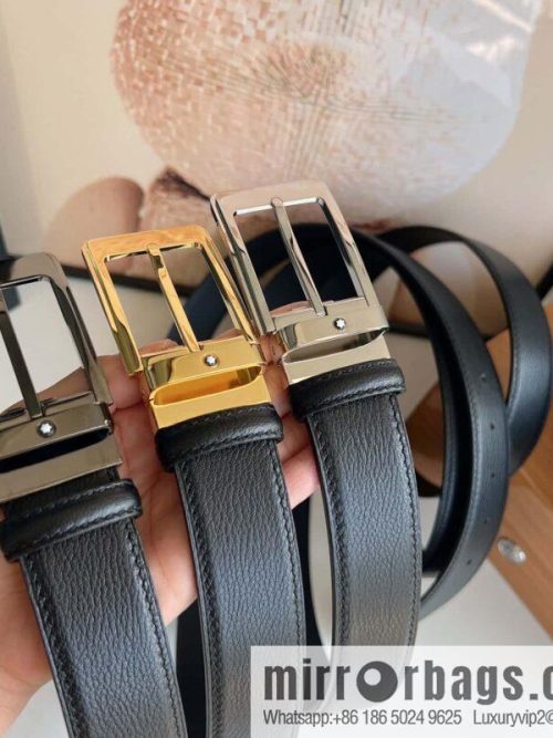 MONTBLANC Montblanc 3.5cm metal pin buckle first layer cowhide belt