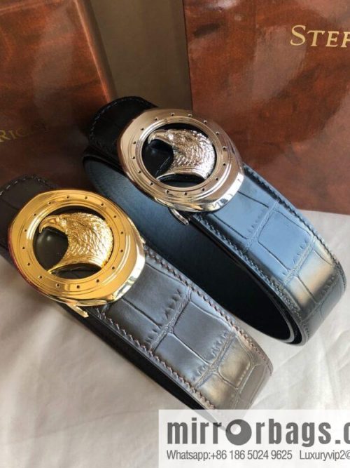 Stefano Ricci Stephen, Stainless Steel Eagle Buckle 3.8cm Alligator Belt