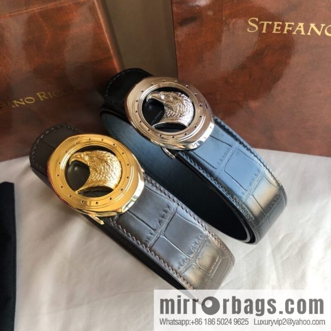 Stefano Ricci Stephen, Stainless Steel Eagle Buckle 3.8cm Alligator Belt