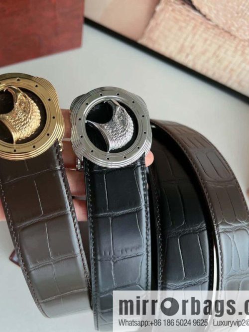Stefano Ricci Stephen, Stainless Steel Eagle Metal Buckle 3.8cm Alligator Belt