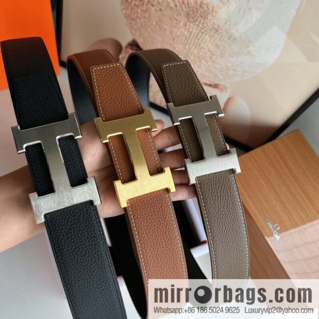 Hermes Togo Leather Double Sided Leather 38mm Belt