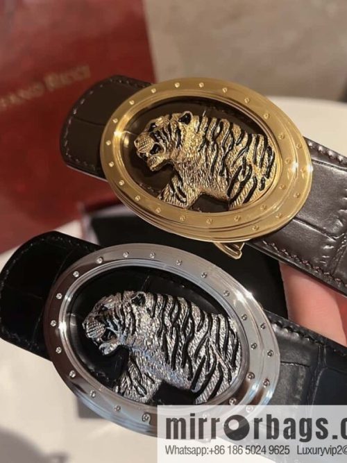Stefano Ricci, stainless steel leopard buckle, crocodile belt 3.8cm