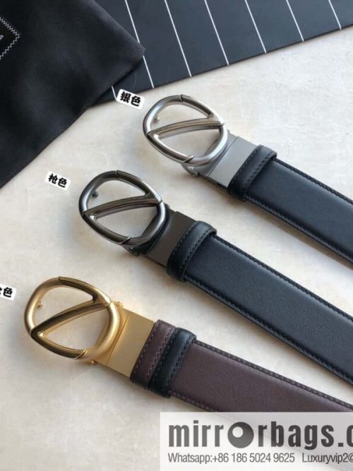 Zegna, men\'s black/dark brown top layer cowhide leather plate buckle belt 3.5cm