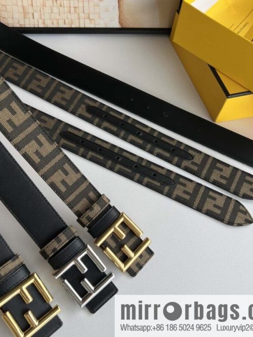 FENDI Fendi \"Double F\" logo from \"Galeries Lafayette\" cowhide belt 3.5cm