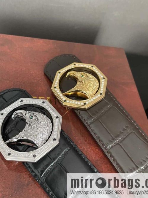 Stefano Ricci Stephen, stainless steel eagle head octagonal diamond buckle, crocodile belt 3.8cm
