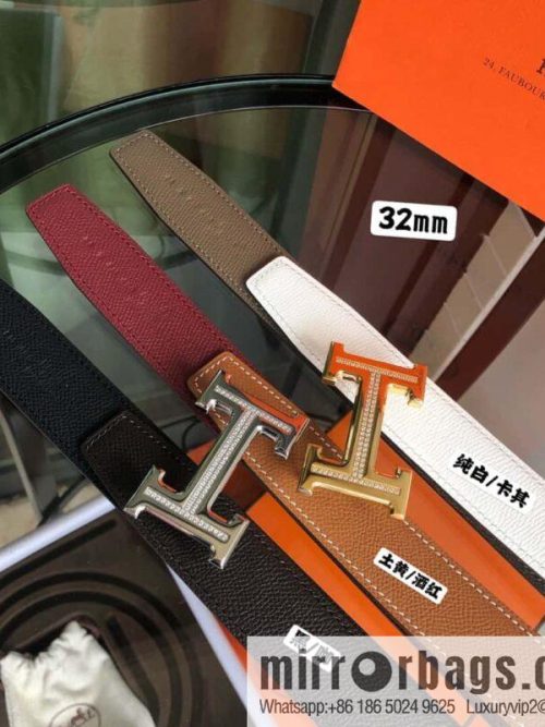 Hermes, Stainless Steel with Diamond Buckle & Double-Sided Palm Belt 32mm