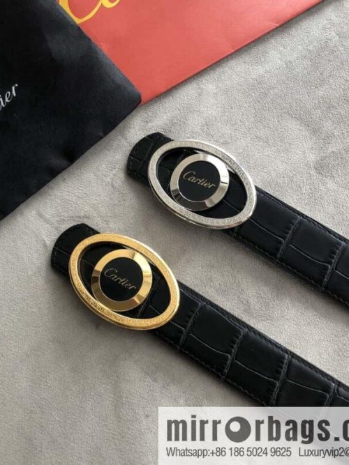 Cartier Cartier, upturned metal buckle on both sides of stainless steel, crocodile belt 3.5cm
