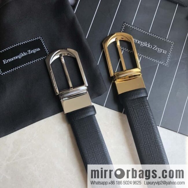 ZEGNA Zegna, men\'s business leisure rotating pin buckle imported first layer cowhide belt
