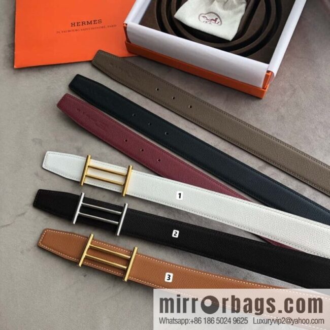 Hermes Hermes, the most ramped knight buckle, double-sided palm pattern original leather belt 32mm