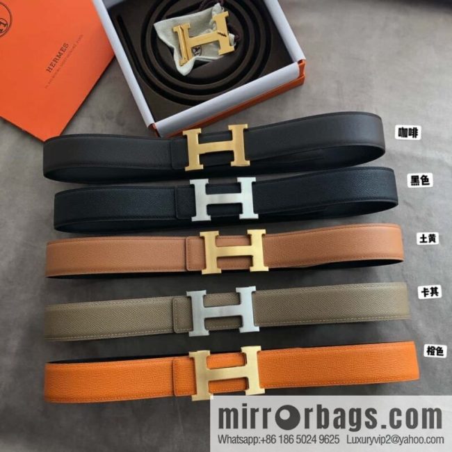 Hermes Hermes, stainless steel 316H metal buckle, palm pattern original leather belt 3.8cm