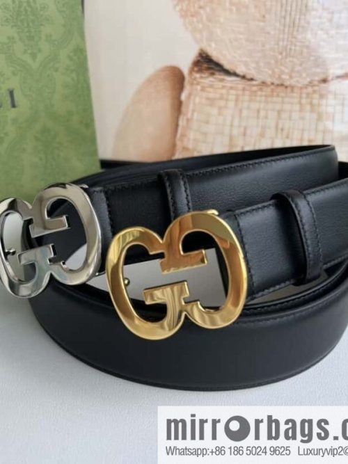 GUCCI Interlocking Double G Buckle, Cowhide Belt 4.0cm