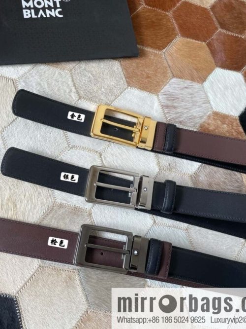 MONTBLANC Montblanc, boutique pin buckle, imported double-sided first-layer cowhide belt