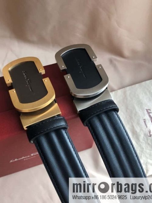 Ferragamo Ferragamo, exquisite buckle, imported double-sided first-layer cowhide wavy texture belt 3.5CM