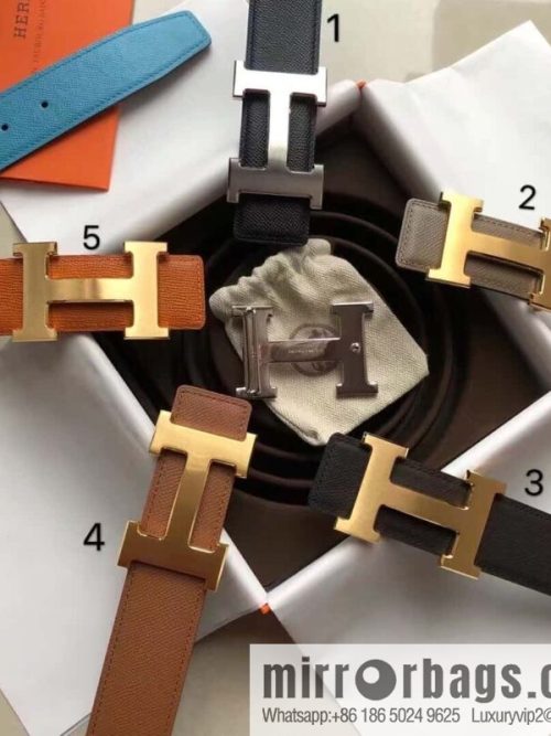 Hermes Hermes, original leather palm pattern metal H large logo double-sided belt 3.8CM