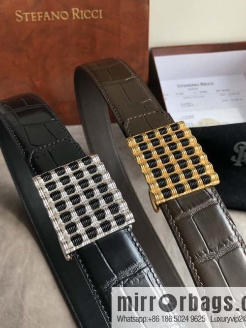 Stefano Ricci Stephen, stainless steel acrylic buckle, crocodile belt 3.5cm