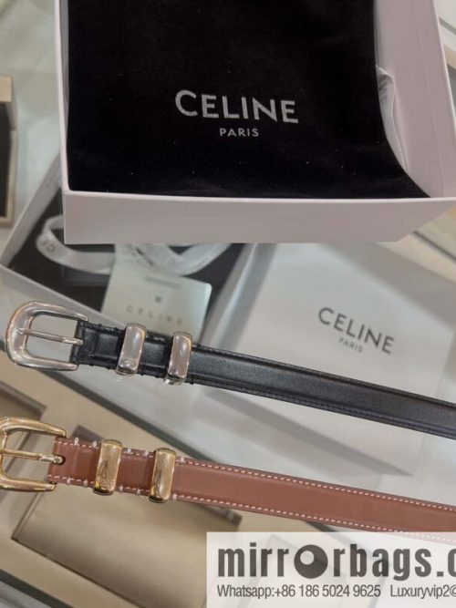 CELINE Celine, Vintage Metal Hardware 1.8cm First Layer Cowhide Belt