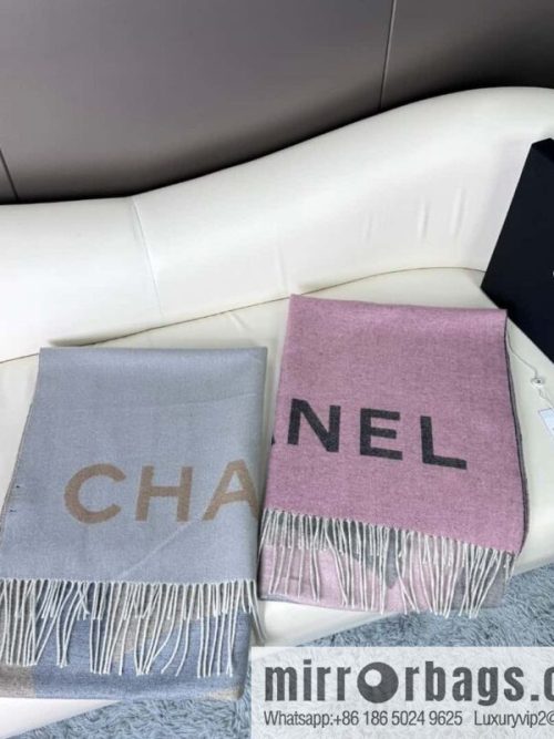 CHANEL cashmere double-sided purple natural color with dark gray over gradual change large shawl