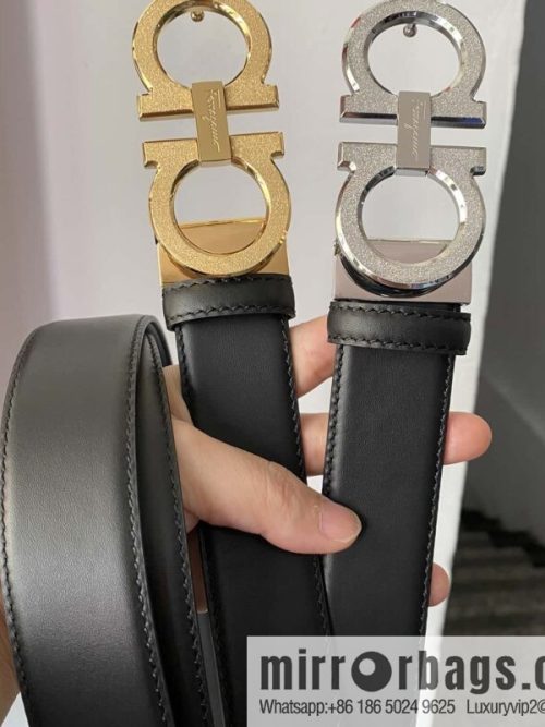 Ferragamo Ferragamo, stainless steel figure 8 rolling sand metal clasp, first layer cowhide belt 3.5CM