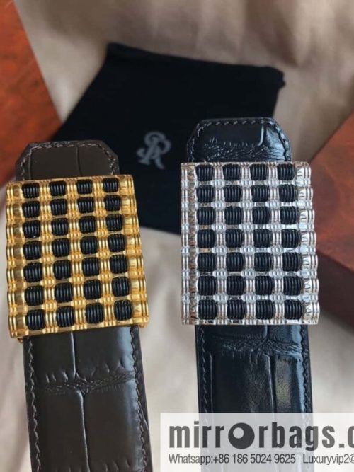 Stefano Ricci Stephen, stainless steel acrylic hanging buckle 3.8cm alligator belt