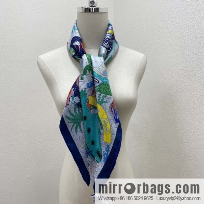 HERMES \"Water Amusement Park\" double-sided square towel