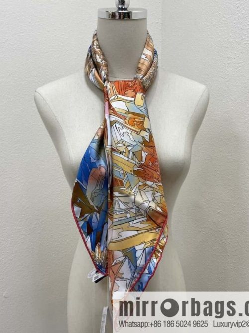 HERMES \"Crystal Valley\" silk square scarf