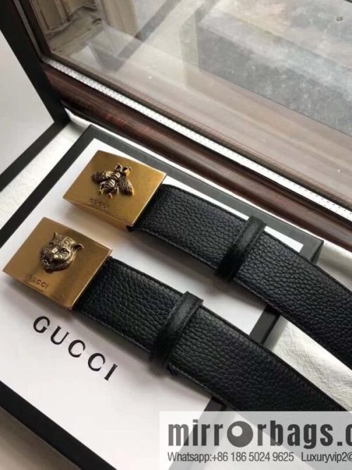 GUCCI logo retro design belt original lychee texture 4.0cm belt