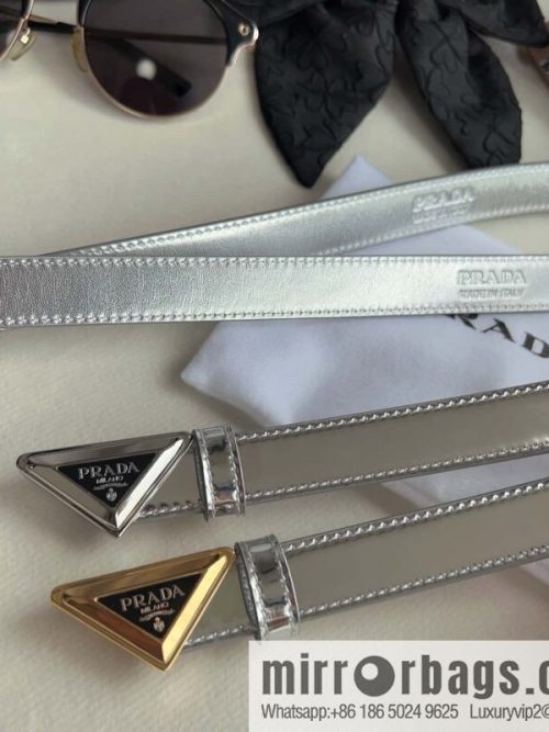 PRADA, metal buckle iconic triangular logo belt 2.0CM